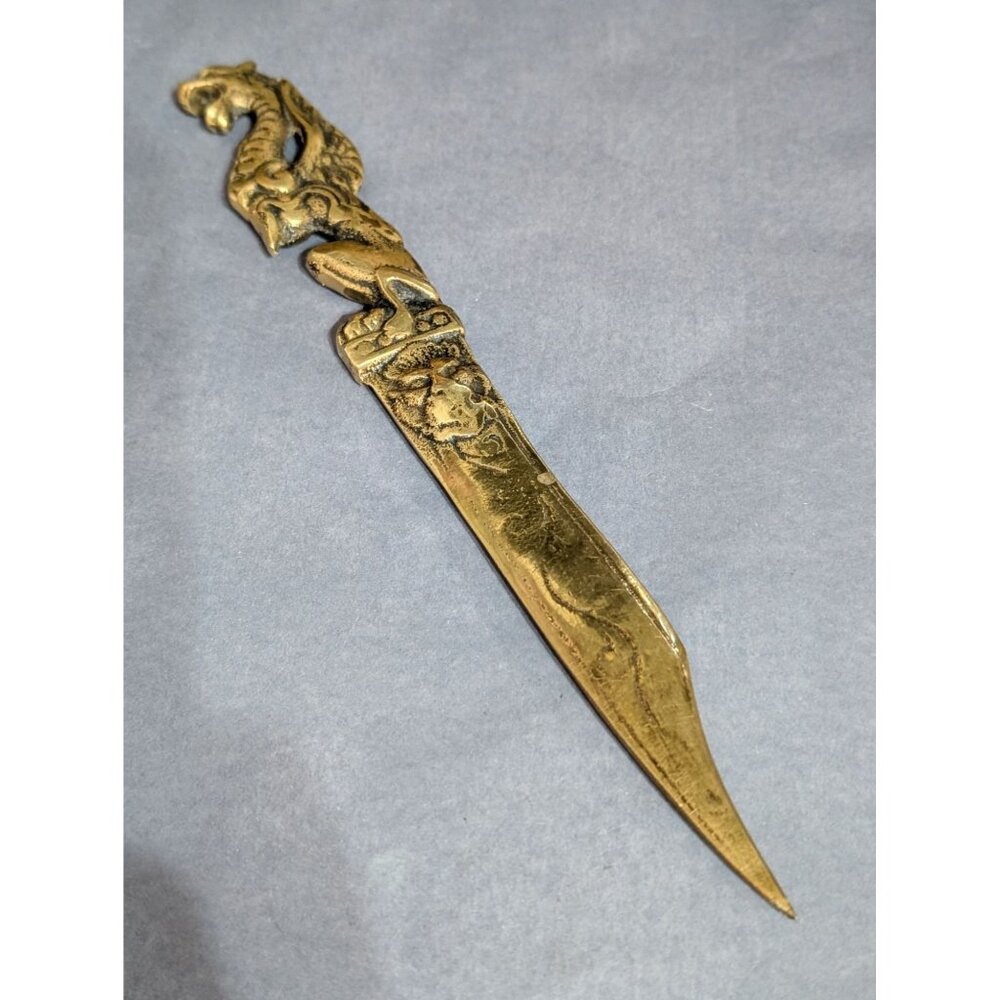 Dragon Griffin Letter Opener Solid Brass 9 in Restored Made in England